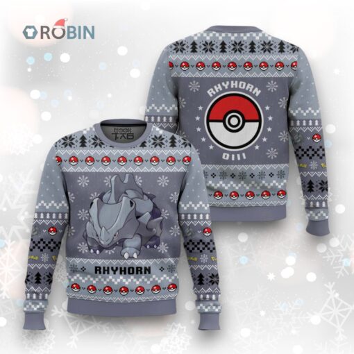Pokemon Gen 1 Rhyhorn Ugly Christmas Sweater