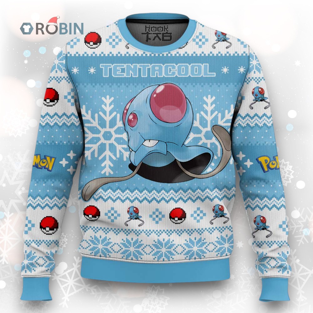 Pokemon Gen 1 Tentacool Ugly Christmas Sweater Pokemon Gen 1 Tentacool Ugly Christmas Sweater