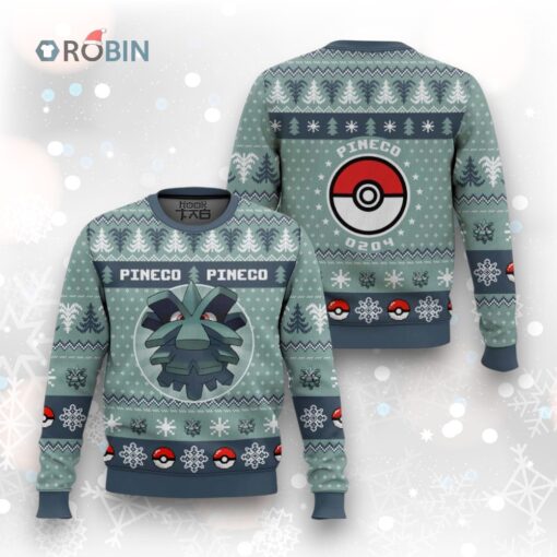 Pokemon Pineco Ugly Christmas Sweater  Festive Gen 2 Holiday Knitwear