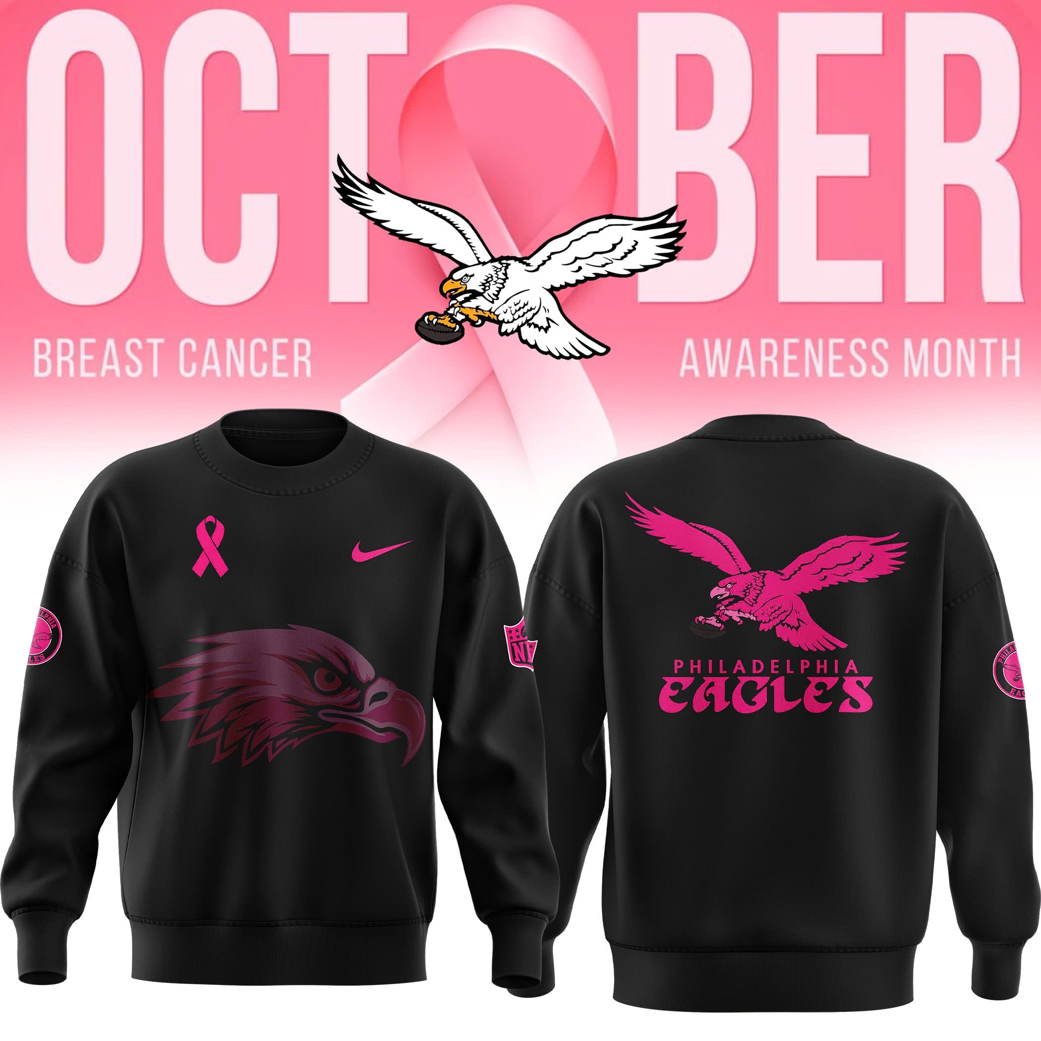 Premium Philadelphia Eagles Gear - Black Philadelphia Eagles Crucial Catch Club Pullover Sweatshirt PE01, Philadelphia Eagles Team Gifts Premium Philadelphia Eagles Gear - Black Philadelphia Eagles Crucial Catch Club Pullover Sweatshirt PE01, Philadelphia Eagles Team Gifts