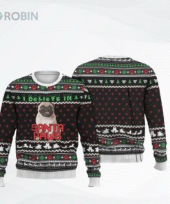 Pug I Believe In Santa Paws Ugly Christmas Sweater