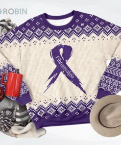 Purple Ribbon Fibromyalgia Awareness Ugly Christmas Sweater, Sweatshirt