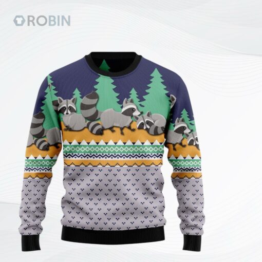 Raccoon Christmas All Over Printed Ugly Christmas Sweater, Sweatshirt