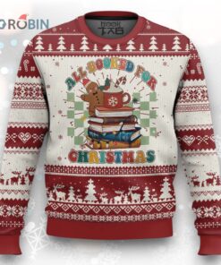 Reading Christmas Ugly Christmas Sweater All Booked For Xmas Books and Cocoa Lover