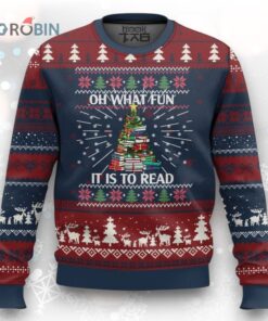 Reading Christmas Ugly Christmas Sweater Oh What Fun It Is To Read Books Xmas Tree Funny Ugly Christmas Sweater