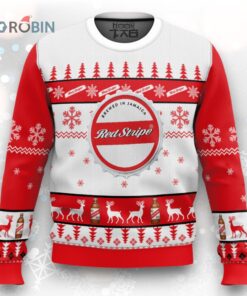 Red Stripe Beer Ugly Christmas Sweater with Unique Design for Holiday Cheer