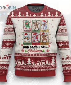 Religious Ugly Christmas Sweater God Says I Am Xmas Christian Bible
