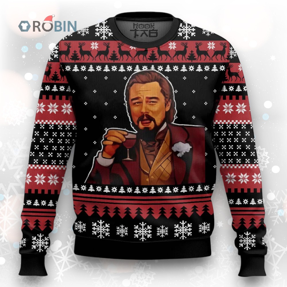 Retro Leonardo Dicaprio Meme Ugly Christmas Sweater Retro Leonardo Dicaprio Meme Ugly Christmas Sweater