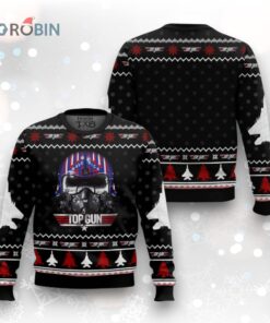 Retro Top Gun Christmas Sweater   Fun Ugly Holiday Sweater with Airplane Design