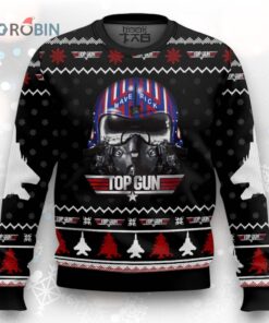 Retro Top Gun Christmas Sweater   Fun Ugly Holiday Sweater with Airplane Design