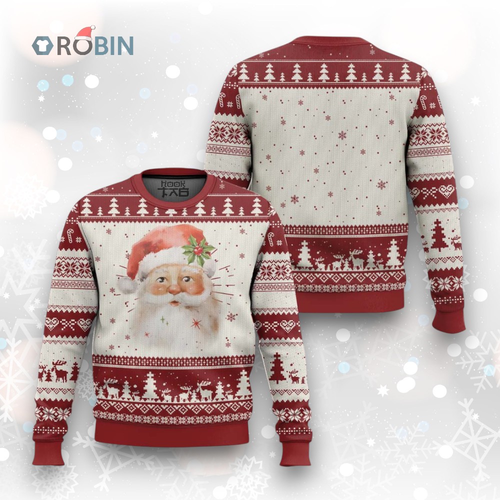 Retro Vintage Christmas Santa Claus Face Xmas Old Fashioned Ugly Christmas Sweater Retro Vintage Christmas Santa Claus Face Xmas Old Fashioned Ugly Christmas Sweater