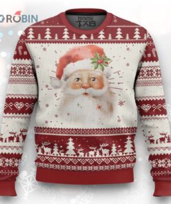 Retro Vintage Christmas Santa Claus Face Xmas Old Fashioned Ugly Christmas Sweater