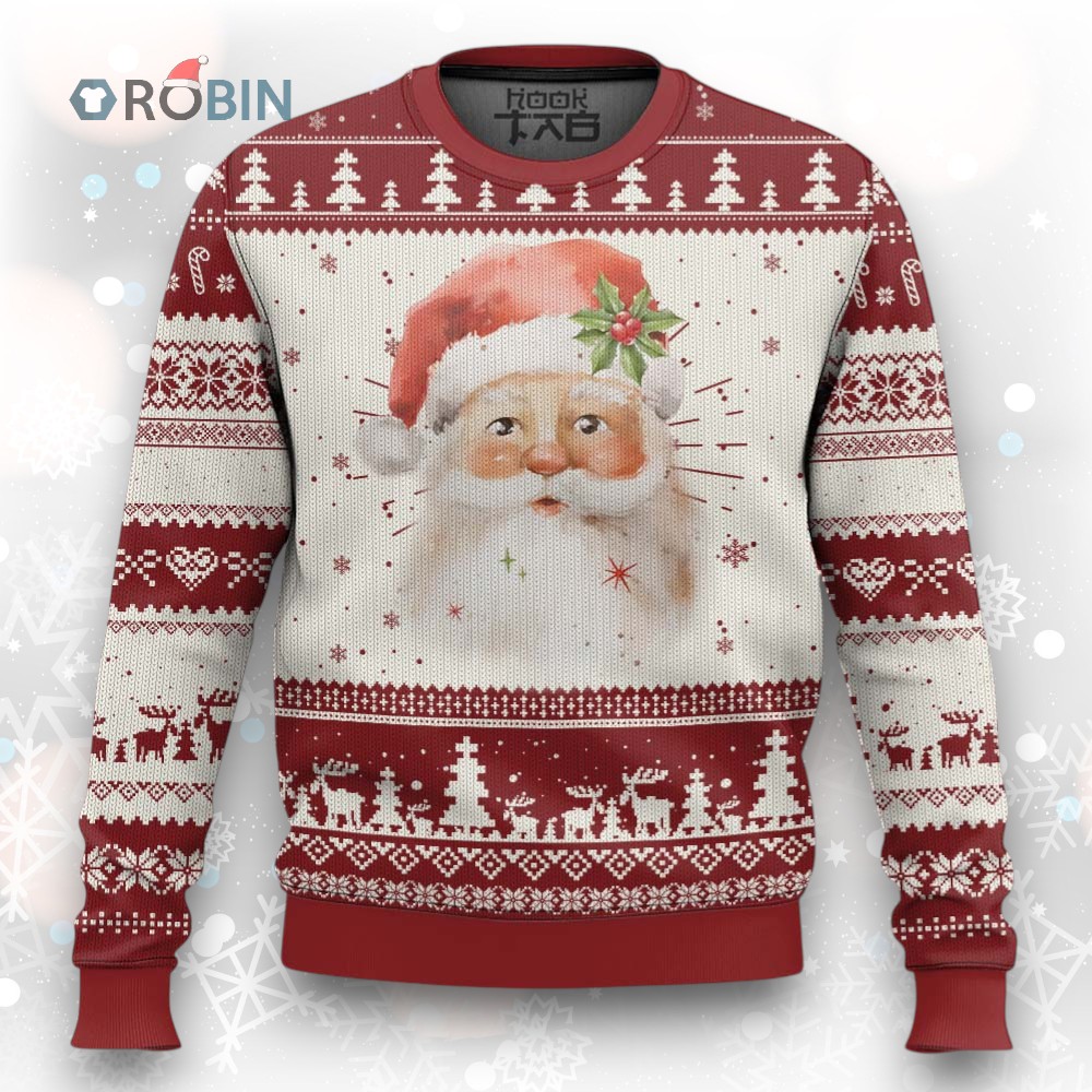 Retro Vintage Christmas Santa Claus Face Xmas Old Fashioned Ugly Christmas Sweater Retro Vintage Christmas Santa Claus Face Xmas Old Fashioned Ugly Christmas Sweater