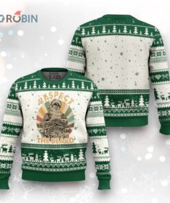 Retro Xmas Ugly Christmas Sweater Respect The Beard Cool Santa Vintage