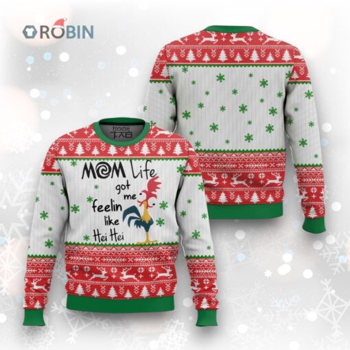Rooster Mom Life Got Me Feelin Like Hei Hei Ugly Christmas Sweater