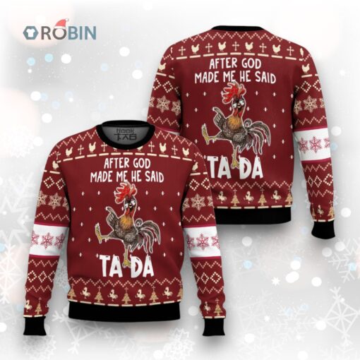 Rooster Tada Ugly Christmas Sweater