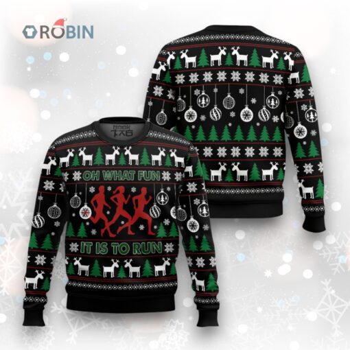 Running Oh What Fun Knitting Pattern Ugly Christmas Sweater