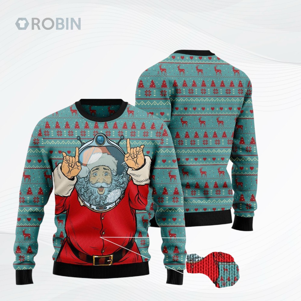 Santa Claus Astronaut Ugly Christmas Sweater Santa Claus Astronaut Ugly Christmas Sweater
