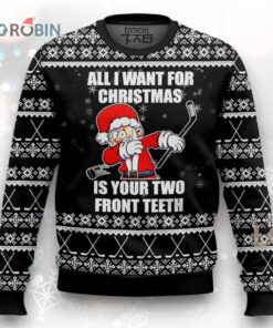 Santa Hockey Wants Your Two Front Teeth Ugly Christmas Sweater