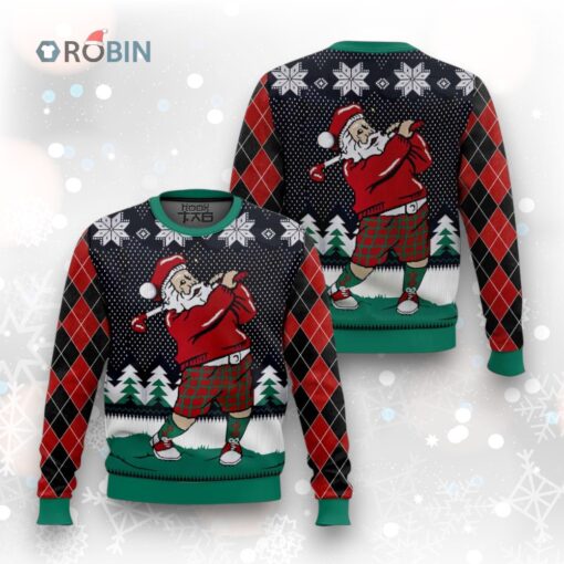 Santa Love Golf Ugly Christmas Sweater