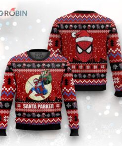 Santa Parker, Spiderman Christmas Ugly Christmas Sweater Santa Parker, Spiderman Christmas Ugly Christmas Sweater