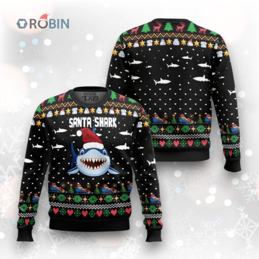 Santa Shark Ho Ho Ho Ugly Christmas Sweater