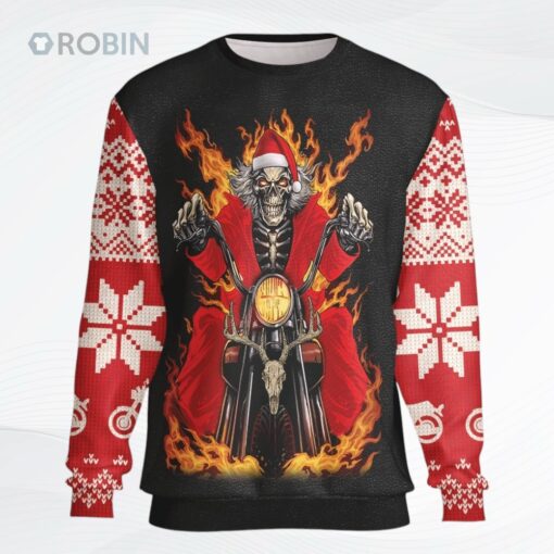 Santa Skeleton Driving Ugly Christmas Sweater, Sweatshirt