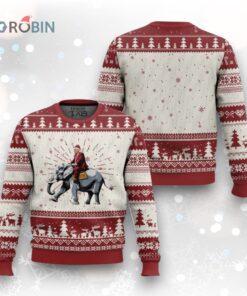 Santa Trump Riding Elephant Xmas Ugly Christmas Sweater He Won 47th President Republican Xmas