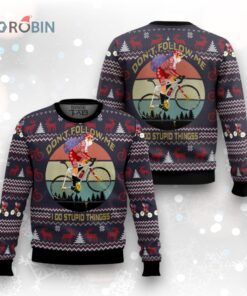 Satan Claus on Mountain Bike Ugly Christmas Sweater