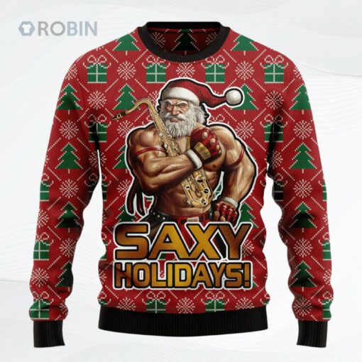 Saxy Holidays Christmas All Over Printed Ugly Christmas Sweater