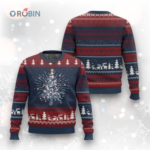 Skeleton Xmas Ugly Christmas Sweater Skull Christmas Tree