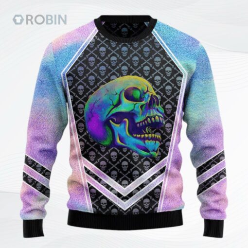 Skull Hologram Ugly Christmas Sweater, Sweatshirt
