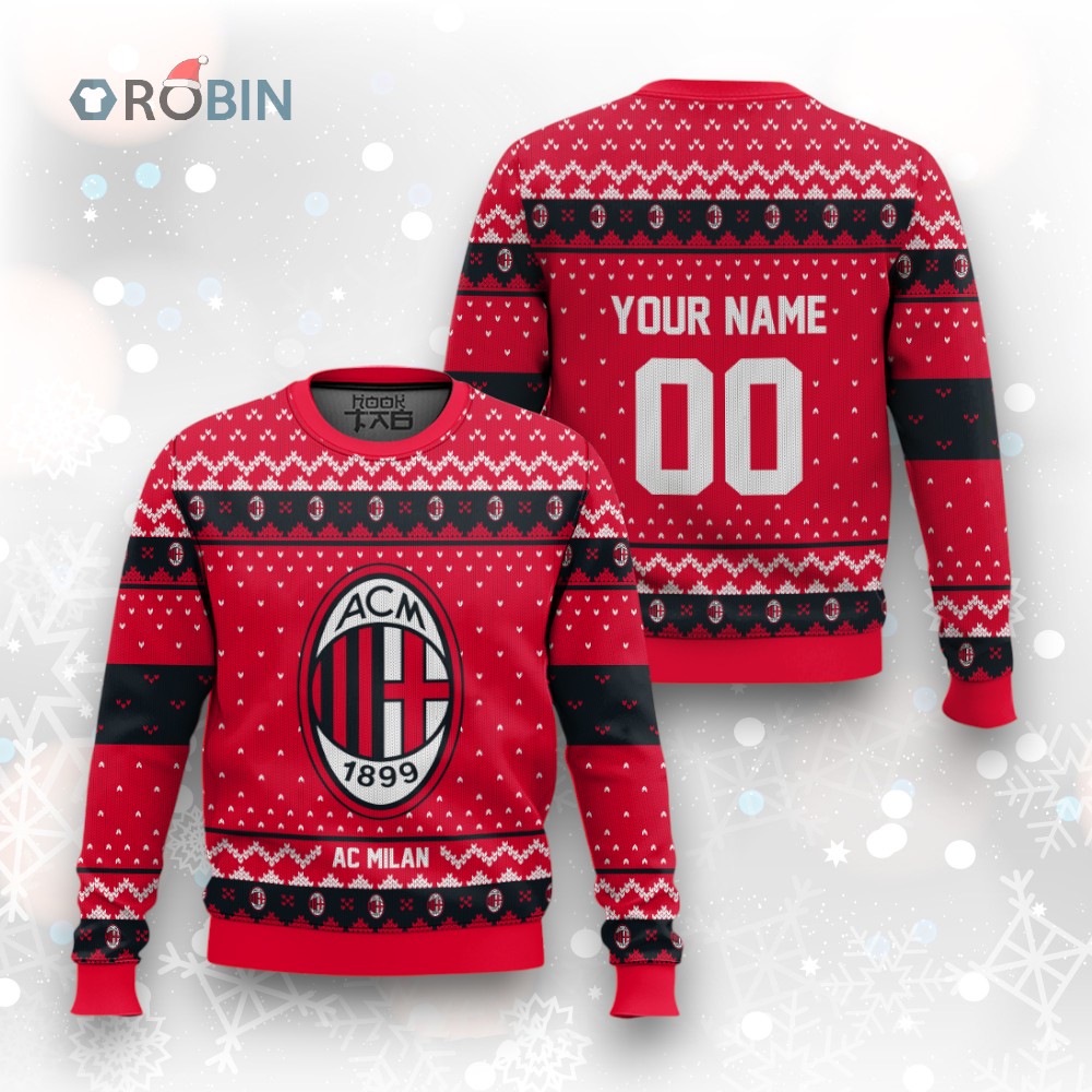 Soccer Team AC Milan Christmas Ugly Christmas Sweater Soccer Team AC Milan Christmas Ugly Christmas Sweater