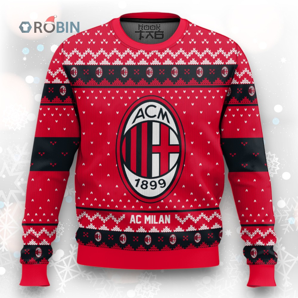 Soccer Team AC Milan Christmas Ugly Christmas Sweater Soccer Team AC Milan Christmas Ugly Christmas Sweater