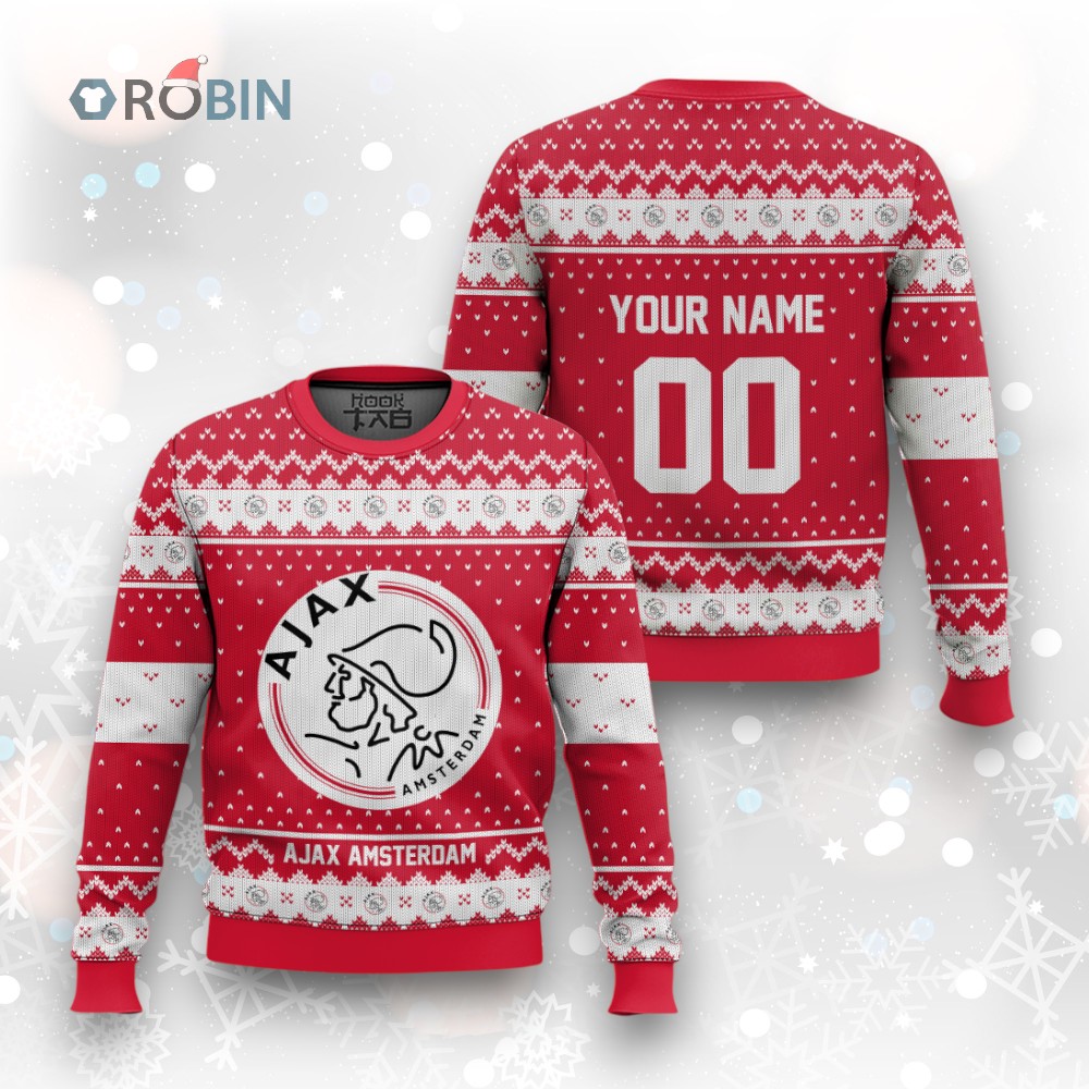 Soccer Team Ajax Amsterdam Christmas Ugly Christmas Sweater Soccer Team Ajax Amsterdam Christmas Ugly Christmas Sweater
