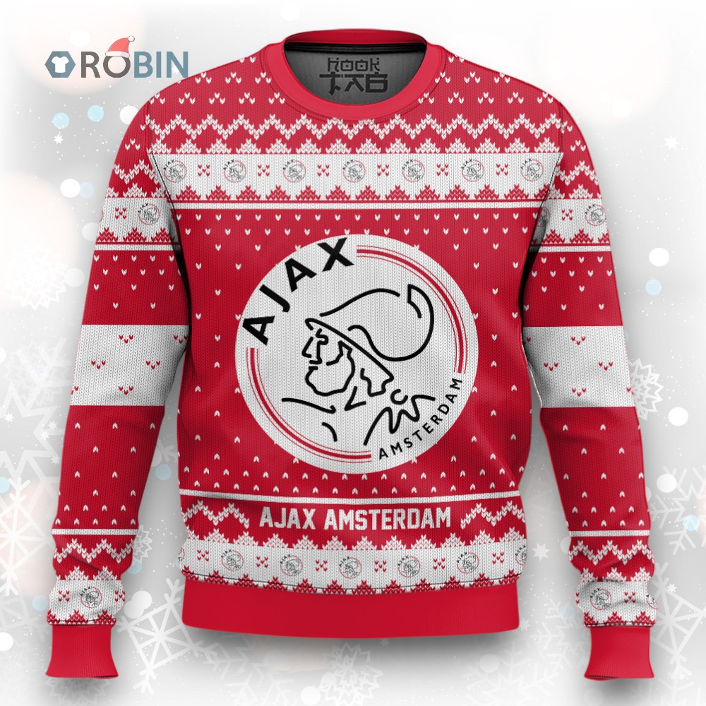 Soccer Team Ajax Amsterdam Christmas Ugly Christmas Sweater Soccer Team Ajax Amsterdam Christmas Ugly Christmas Sweater