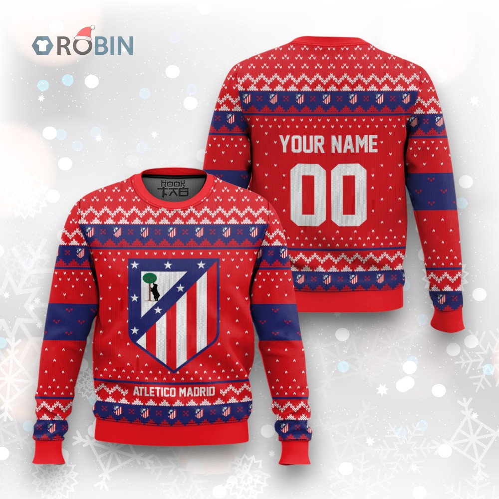 Soccer Team Atlético Madrid Christmas Ugly Christmas Sweater Soccer Team Atlético Madrid Christmas Ugly Christmas Sweater
