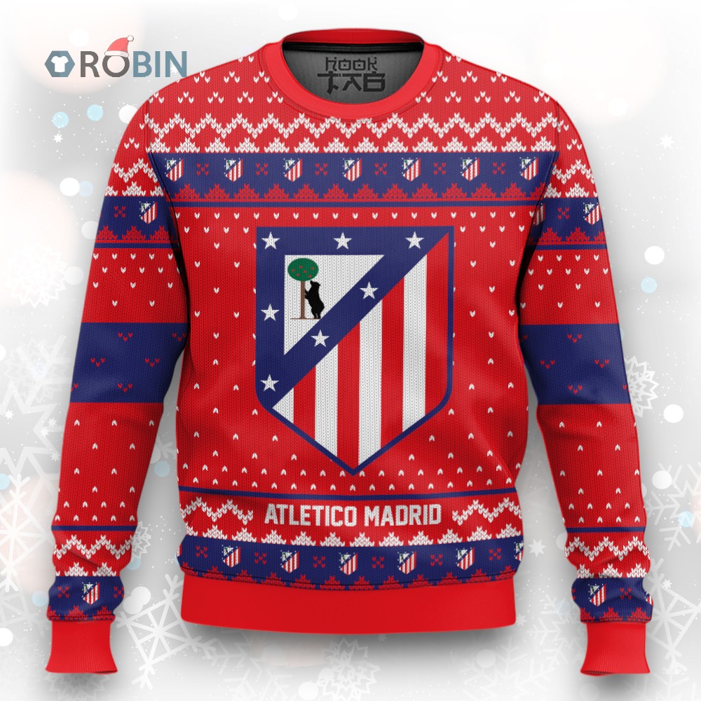 Soccer Team Atlético Madrid Christmas Ugly Christmas Sweater Soccer Team Atlético Madrid Christmas Ugly Christmas Sweater