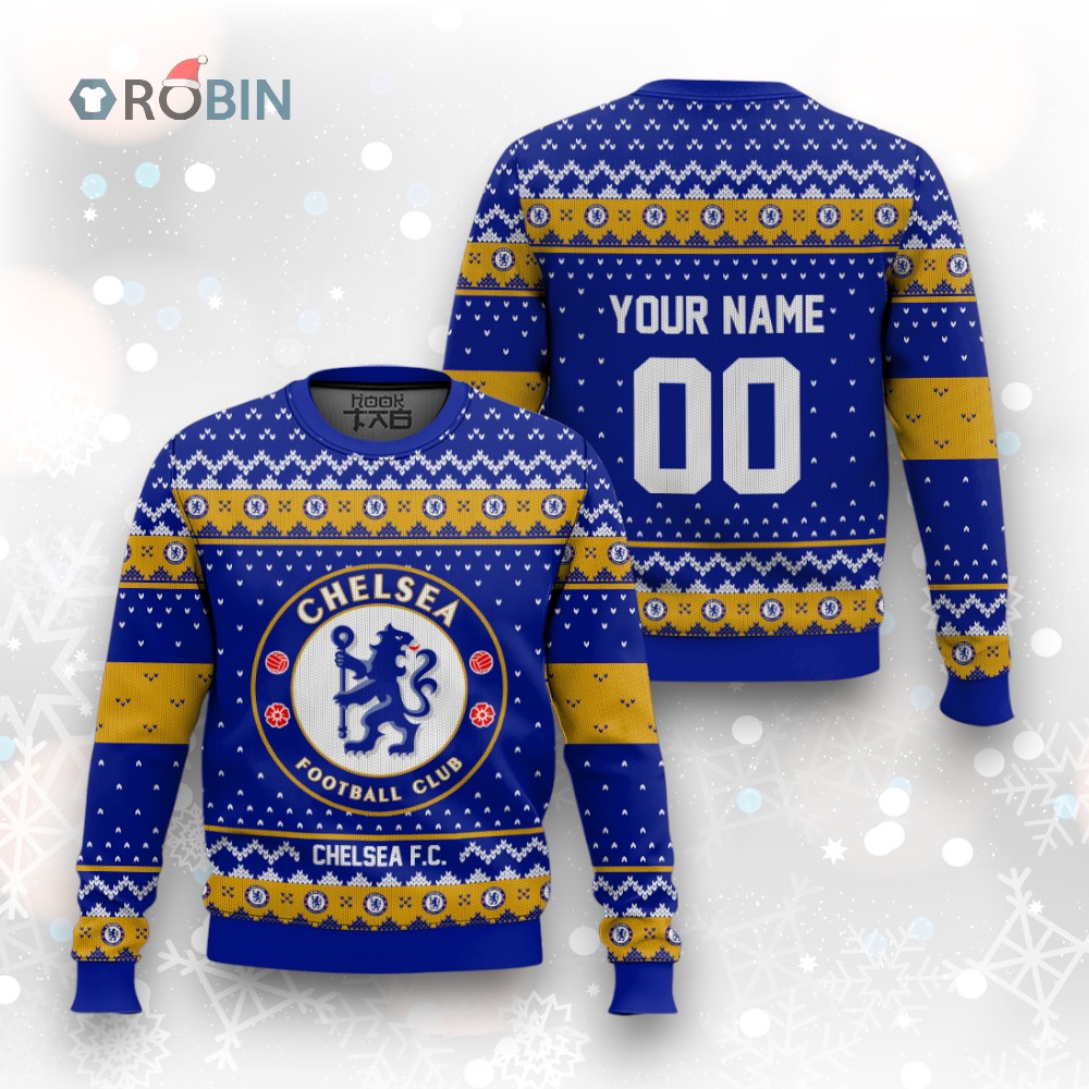 Soccer Team Chelsea F.C. Christmas Ugly Christmas Sweater Soccer Team Chelsea F.C. Christmas Ugly Christmas Sweater
