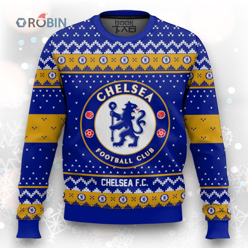 Soccer Team Chelsea F.C. Christmas Ugly Christmas Sweater Soccer Team Chelsea F.C. Christmas Ugly Christmas Sweater