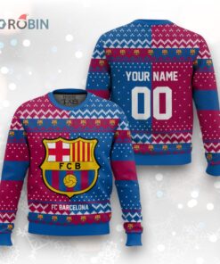 Soccer Team FC Barcelona Christmas Ugly Christmas Sweater