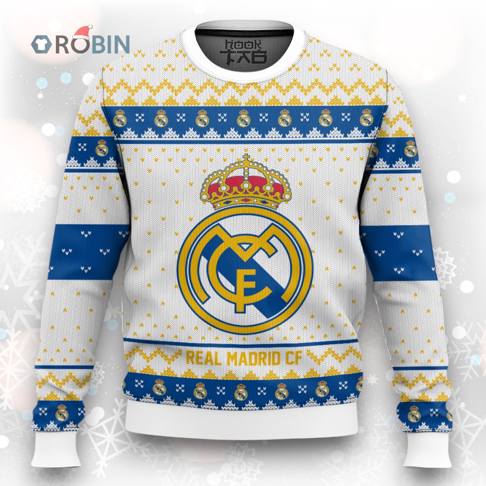 Soccer Team Real Madrid CF Christmas Ugly Christmas Sweater Soccer Team Real Madrid CF Christmas Ugly Christmas Sweater