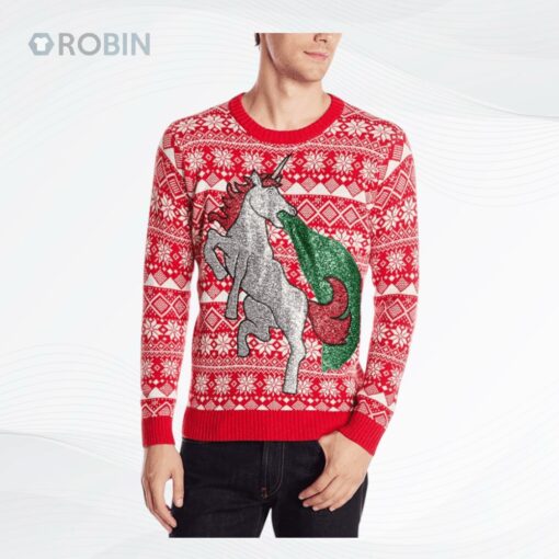 Sparkles The Unicorn Glitter Vomit Fair Isle Ugly Christmas Sweater, Sweatshirt
