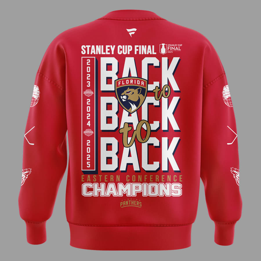 Special Edition Florida Panthers Back-To Back-To-Back Eastern Conference Champions Sweatshirt 2025, Florida Panthers Gear Special Edition Florida Panthers Back-To Back-To-Back Eastern Conference Champions Sweatshirt 2025, Florida Panthers Gear