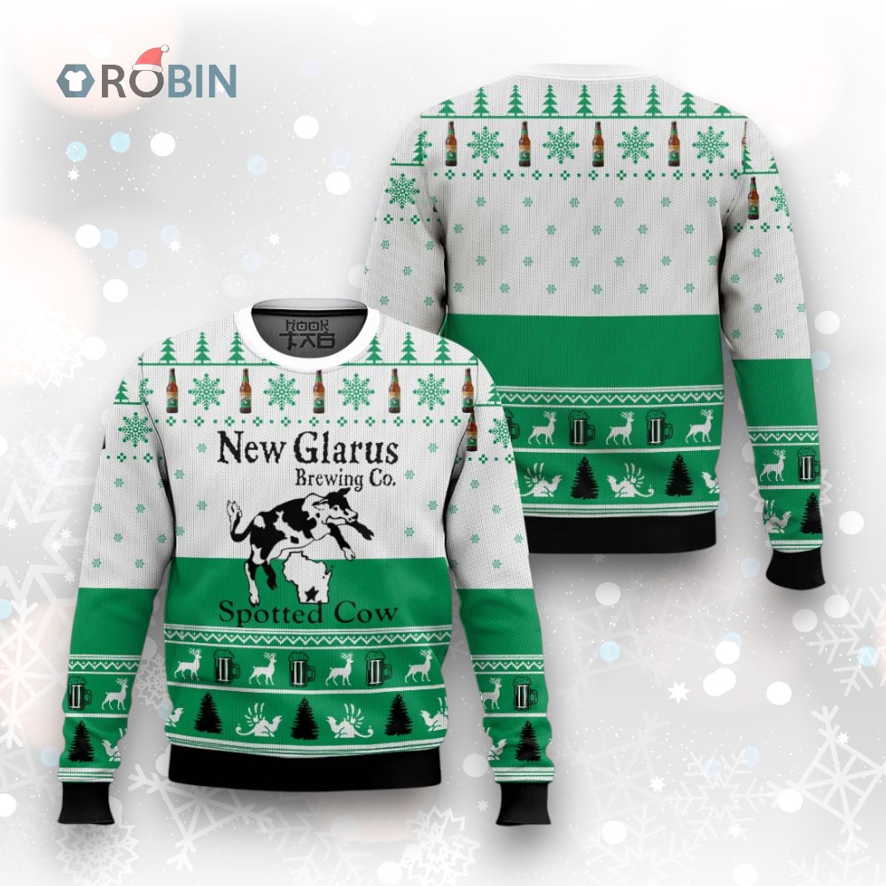 Spotted Ugly Christmas Sweater   Fun Holiday Design  New Glarus Style Spotted Ugly Christmas Sweater   Fun Holiday Design  New Glarus Style