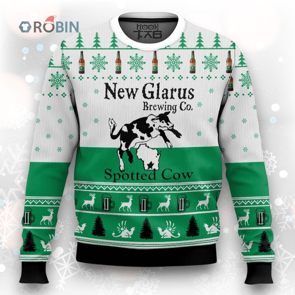Spotted Ugly Christmas Sweater   Fun Holiday Design  New Glarus Style Spotted Ugly Christmas Sweater   Fun Holiday Design  New Glarus Style
