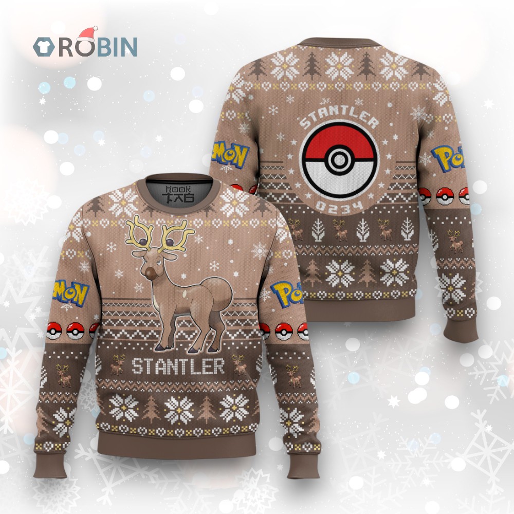 Stantler Ugly Christmas Sweater Pokémon Gen 2 Holiday Sweater Design Stantler Ugly Christmas Sweater Pokémon Gen 2 Holiday Sweater Design
