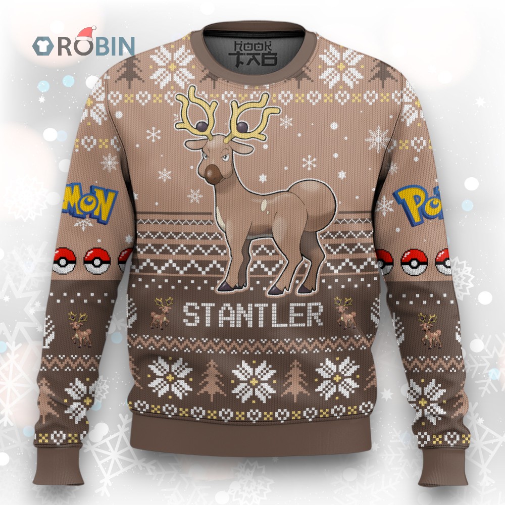 Stantler Ugly Christmas Sweater Pokémon Gen 2 Holiday Sweater Design Stantler Ugly Christmas Sweater Pokémon Gen 2 Holiday Sweater Design
