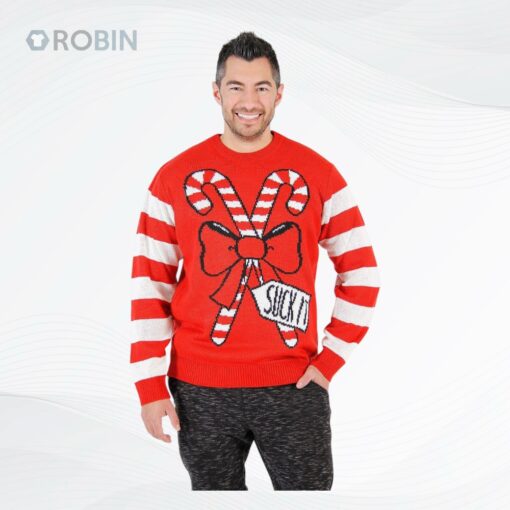 Suck It Candy Cane Ugly Christmas Sweater, Sweatshirt