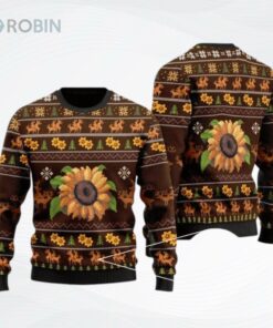 Sunflower Reindeer Ugly Christmas Sweater, Sweatshirt